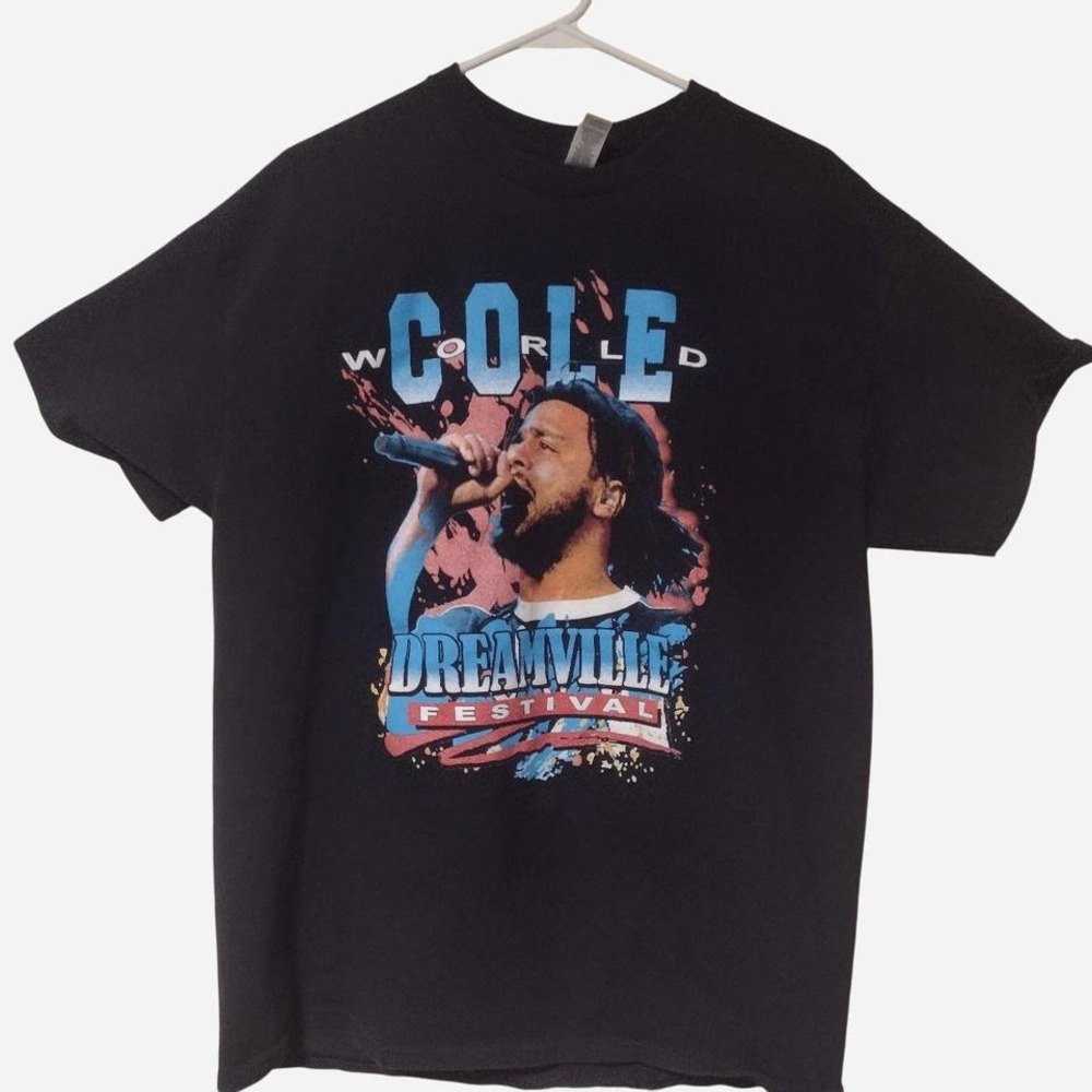 J.Cole World Dreamville Festival black cotton t-shirt men's size XL